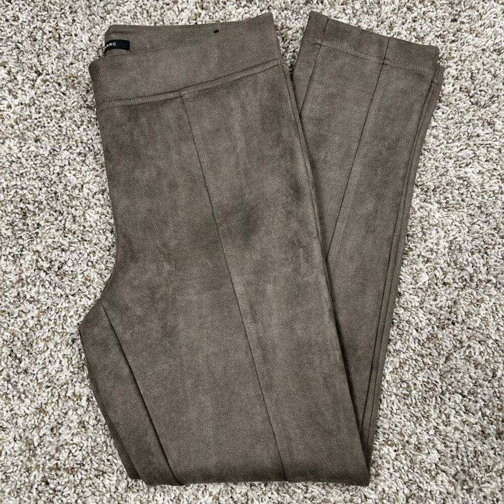 Andrew Marc Faux Suede Leggings Pants Pull On Stretch Brown Womens M Pre-Owned